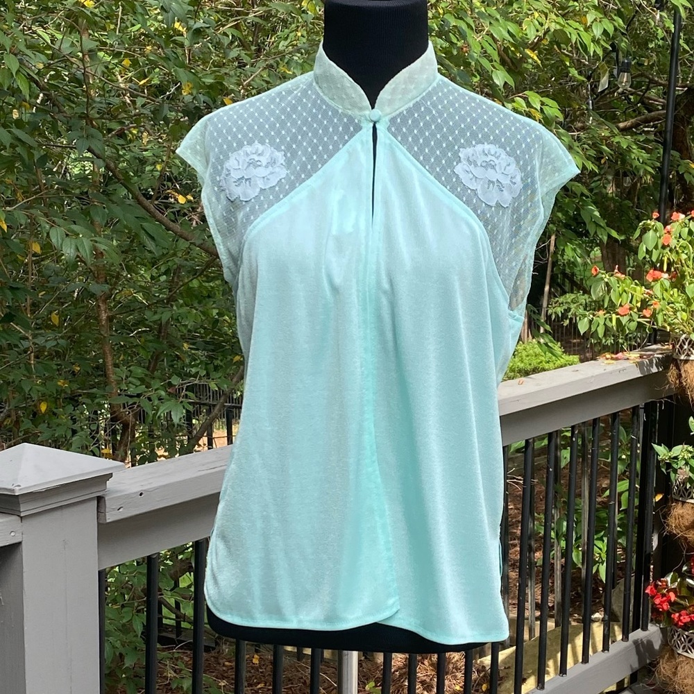 Vintage 70s Lace Cottagecore Romantic Open Front Lingerie Top Blouse Bolero